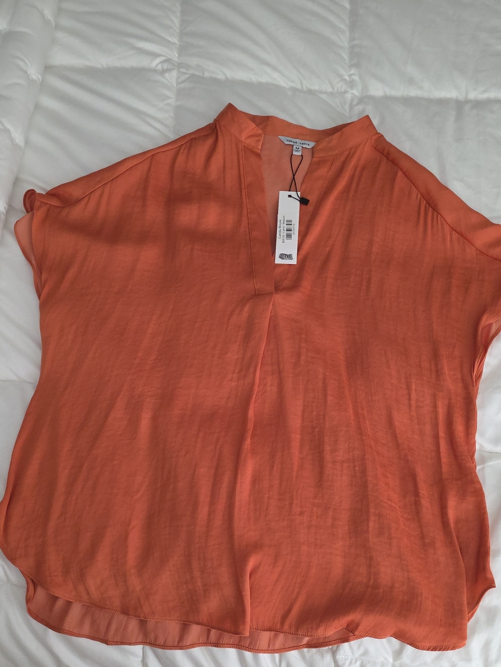 Nakwd Zebra Orange Split-Neck Short Sleeve Tunic Womens Size Medium (Chris #55)